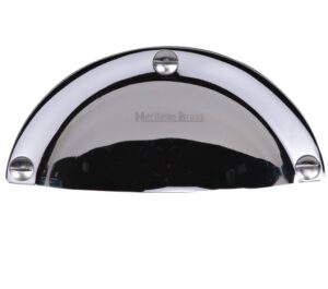Heritage Brass Cabinet Drawer Pull Handle (86mm C/C), Polished Chrome