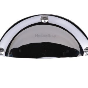 Heritage Brass Cabinet Drawer Pull Handle (86mm C/C), Polished Chrome