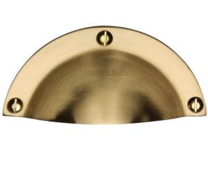 Heritage Brass Cabinet Drawer Pull Handle (86mm C/C), Satin Brass
