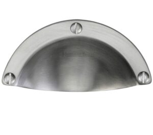 Heritage Brass Cabinet Drawer Pull Handle (86mm C/C), Satin Chrome
