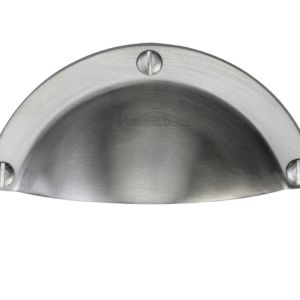 Heritage Brass Cabinet Drawer Pull Handle (86mm C/C), Satin Chrome