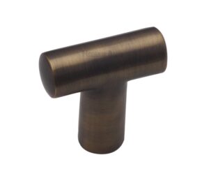 Heritage Brass T-Shaped Cabinet Knob, Antique Brass
