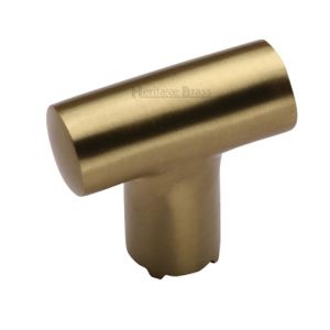 Heritage Brass T-Shaped Cabinet Knob, Satin Brass