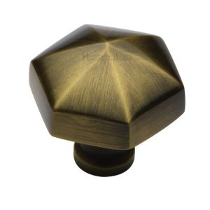 Heritage Brass Octagonal Cabinet Knob, Antique Brass
