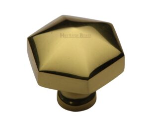 Heritage Brass Octagonal Cabinet Knob, Polished Brass