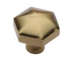 Heritage Brass Octagonal Cabinet Knob, Satin Brass