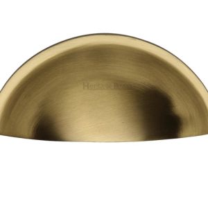 Heritage Brass Cabinet Drawer Pull Handle (57mm C/C), Satin Brass