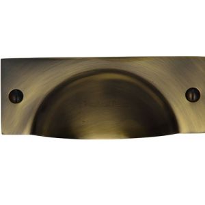 Heritage Brass Cabinet Drawer Pull Handle (112mm Length), Antique Brass