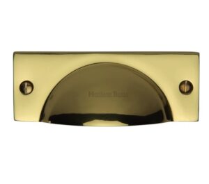 Heritage Brass Cabinet Drawer Pull Handle (112mm Length), Polished Brass