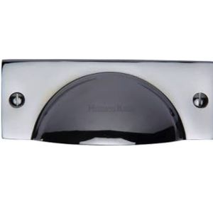 Heritage Brass Cabinet Drawer Pull Handle (112mm Length), Polished Chrome