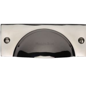 Heritage Brass Cabinet Drawer Pull Handle (112mm Length), Polished Nickel