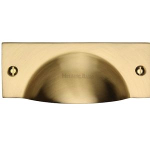 Heritage Brass Cabinet Drawer Pull Handle (112mm Length), Satin Brass