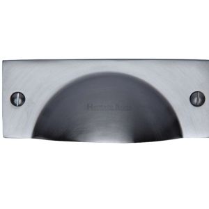 Heritage Brass Cabinet Drawer Pull Handle (112mm Length), Satin Chrome