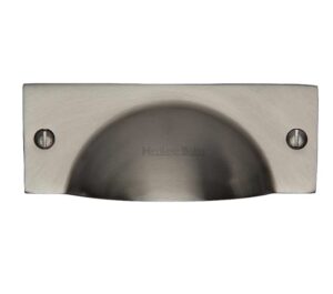 Heritage Brass Cabinet Drawer Pull Handle (112mm Length), Satin Nickel