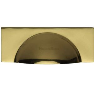 Heritage Brass Cabinet Drawer Pull Handle (57mm C/C), Polished Brass