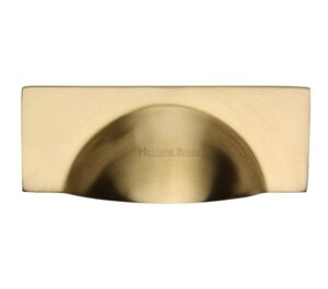 Heritage Brass Cabinet Drawer Pull Handle (57mm C/C), Satin Brass