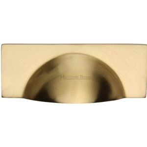 Heritage Brass Cabinet Drawer Pull Handle (57mm C/C), Satin Brass