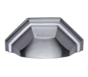 Heritage Brass Cabinet Drawer Pull Handle (89mm C/C), Satin Chrome