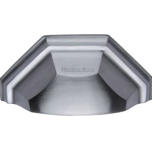 Heritage Brass Cabinet Drawer Pull Handle (89mm C/C), Satin Chrome