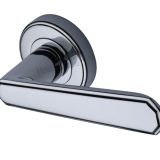Heritage Brass Century Art Deco Style Door Handles On Round Rose, Polished Chrome  (sold in pairs)