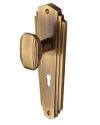 Heritage Brass Charlston Art Deco Style Door Knobs On Backplate, Antique Brass (sold in pairs)