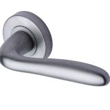 Heritage Brass Columbus Satin Chrome Door Handles On Round Rose  (sold in pairs)