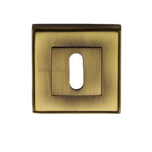 Heritage Brass Art Deco Standard Key Escutcheon, Antique Brass