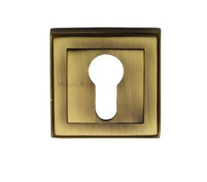 Heritage Brass Art Deco Euro Profile Key Escutcheon, Antique Brass