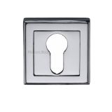 Heritage Brass Art Deco Euro Profile Key Escutcheon, Polished Chrome