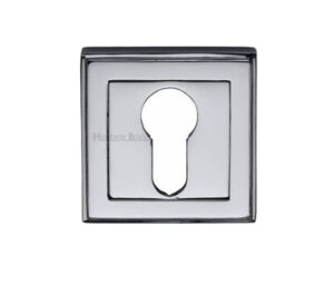 Heritage Brass Art Deco Euro Profile Key Escutcheon, Polished Chrome