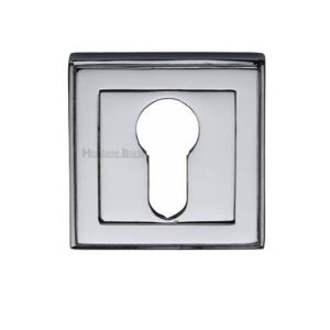 Heritage Brass Art Deco Euro Profile Key Escutcheon, Polished Chrome