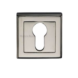 Heritage Brass Art Deco Euro Profile Key Escutcheon, Polished Nickel