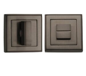 Heritage Brass Art Deco Square (54mm x 54mm) Turn & Release, Matt Bronze -