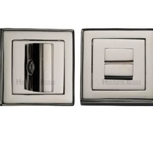 Heritage Brass Art Deco Square (54mm x 54mm) Turn & Release, Polished Nickel