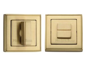 Heritage Brass Art Deco Square (54mm x 54mm) Turn & Release, Satin Brass -