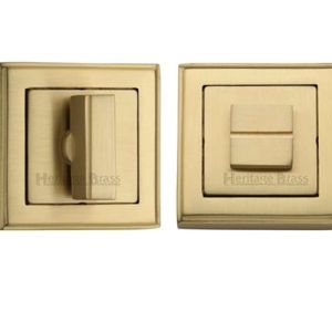Heritage Brass Art Deco Square (54mm x 54mm) Turn & Release, Satin Brass