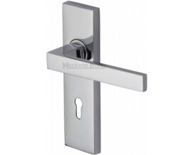 Heritage Brass Delta Door Handles On Backplate, Polished Chrome (sold in pairs)