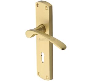 Heritage Brass Diplomat Satin Brass Door Handles  (sold in pairs)