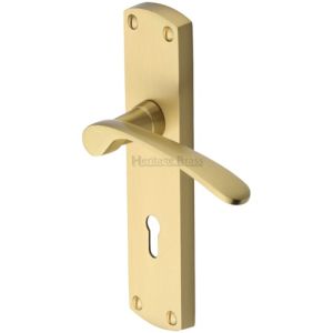 Heritage Brass Diplomat Satin Brass Door Handles  (sold in pairs)