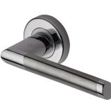 Heritage Brass Ellipse Mercury Finish Satin Nickel With Polished Nickel Edge Door Handles On Round Rose  (sold in pairs)
