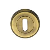Heritage Brass Art Deco Style Standard Key Escutcheon, Antique Brass