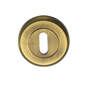 Heritage Brass Art Deco Style Standard Key Escutcheon, Antique Brass