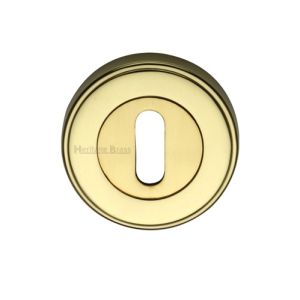 Heritage Brass Art Deco Style Standard Key Escutcheon, Polished Brass
