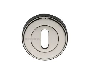 Heritage Brass Art Deco Style Standard Key Escutcheon, Polished Nickel