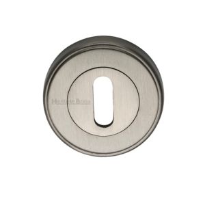 Heritage Brass Art Deco Style Standard Key Escutcheon, Satin Nickel