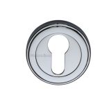 Heritage Brass Art Deco Style Euro Profile Key Escutcheon, Polished Chrome