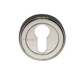 Heritage Brass Art Deco Style Euro Profile Key Escutcheon, Polished Nickel