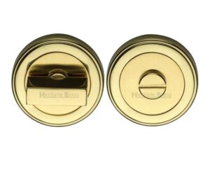Heritage Brass Art Deco Style Round 53mm Diameter Turn & Release, Polished Brass Finish -