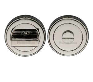 Heritage Brass Art Deco Style Round 53mm Diameter Turn & Release, Polished Nickel Finish -