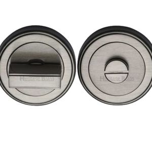 Heritage Brass Art Deco Style Round 53mm Diameter Turn & Release, Satin Nickel Finish